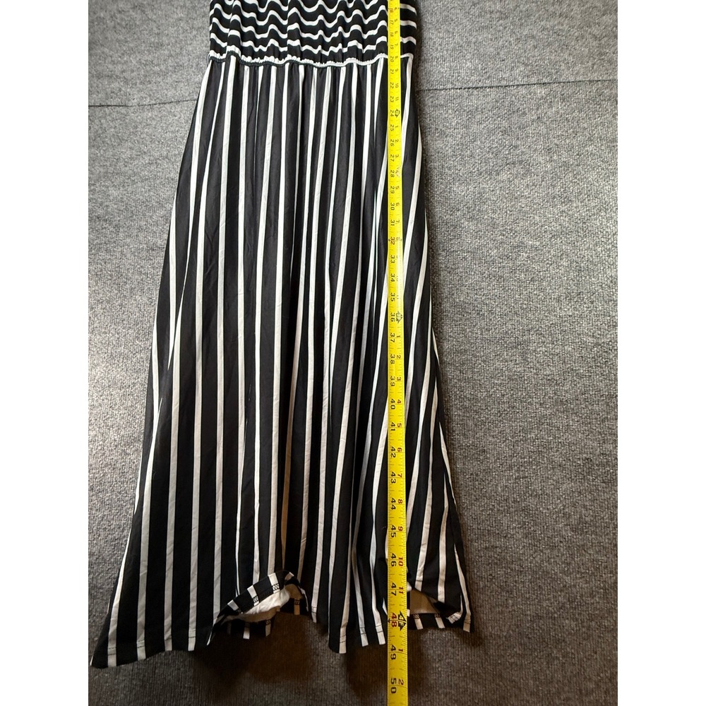 Unbranded Black White Striped Off-Shoulder Maxi Dress XL Short Sleeve Casual - Picture 5 of 5